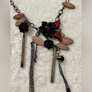 COPY - Sculpted Floral Mixed Media Asymmetrical Necklace